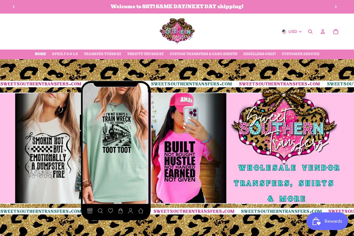 sweetsoutherntransfers.com homepage screenshot