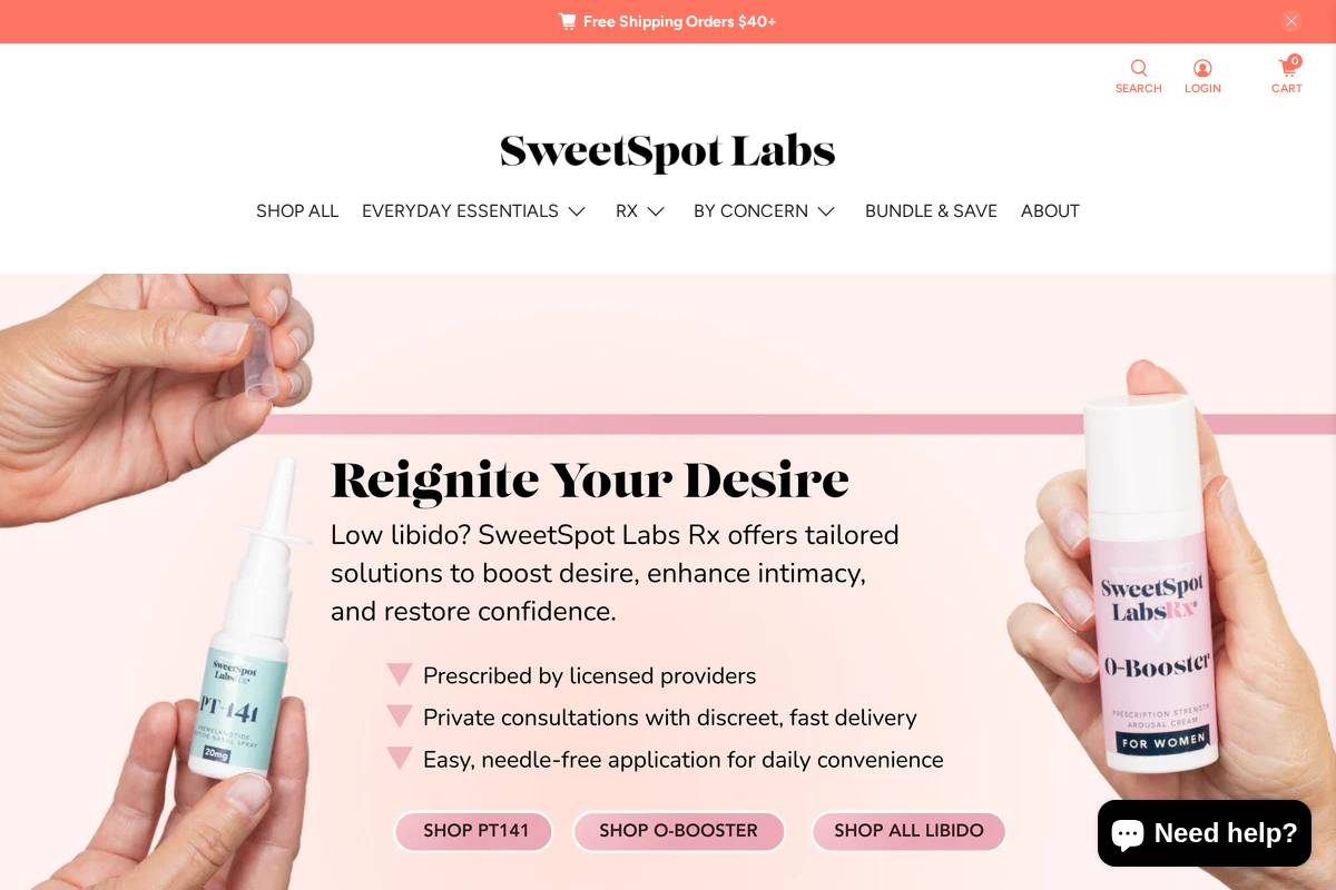 sweetspotlabs.ca homepage screenshot