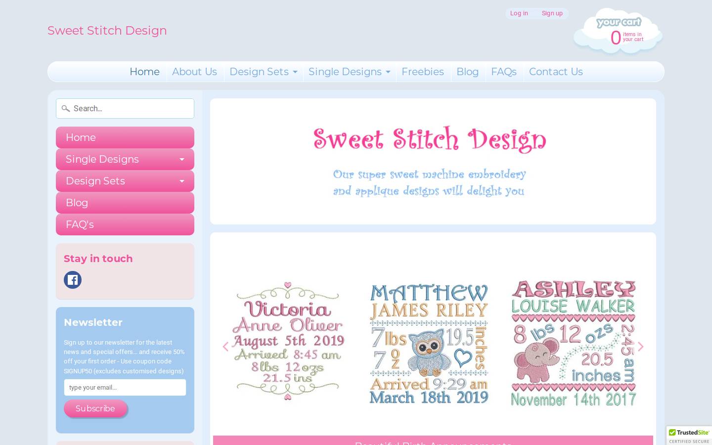 sweetstitchdesign.com homepage screenshot