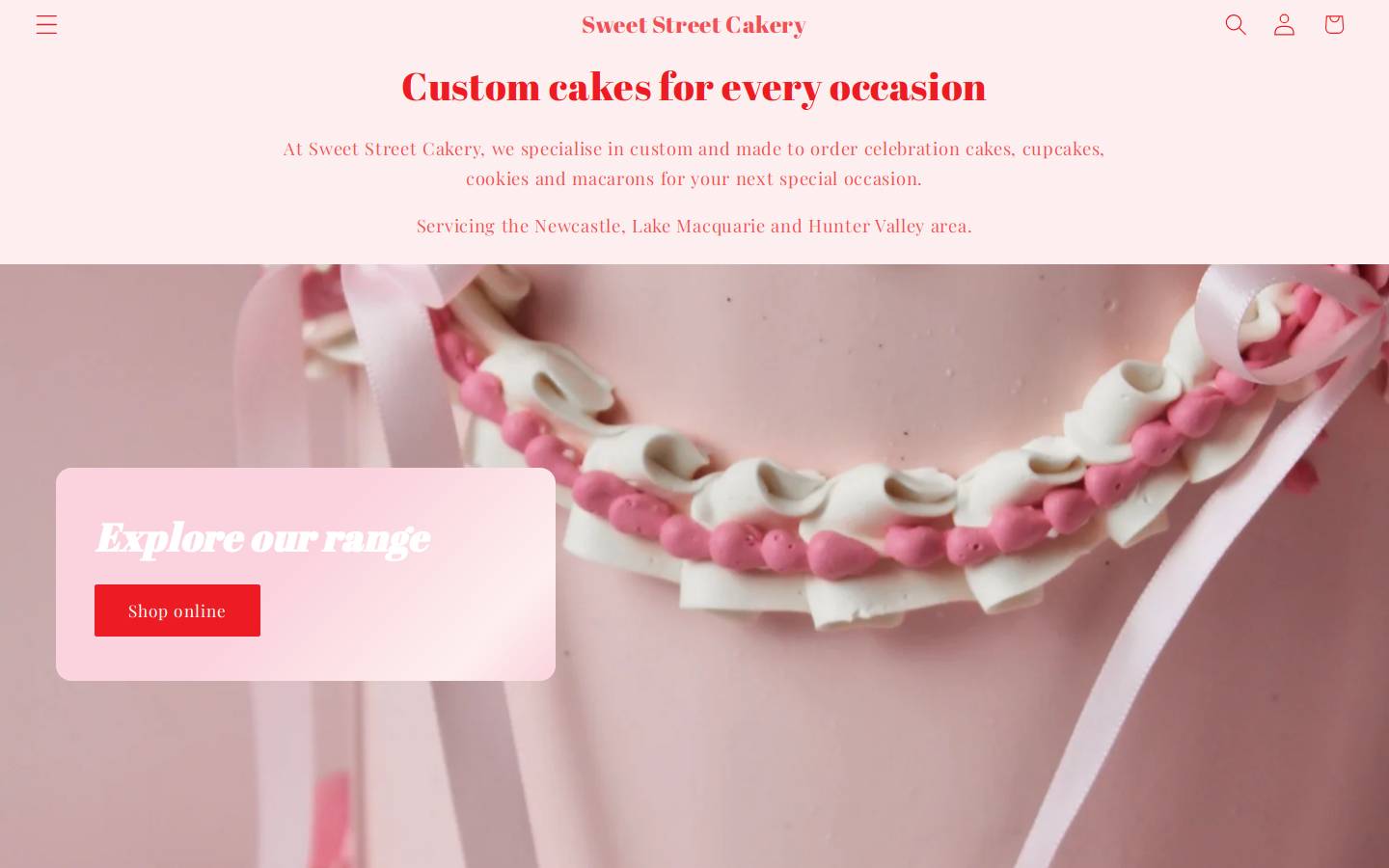 sweetstreetcakery.com homepage screenshot