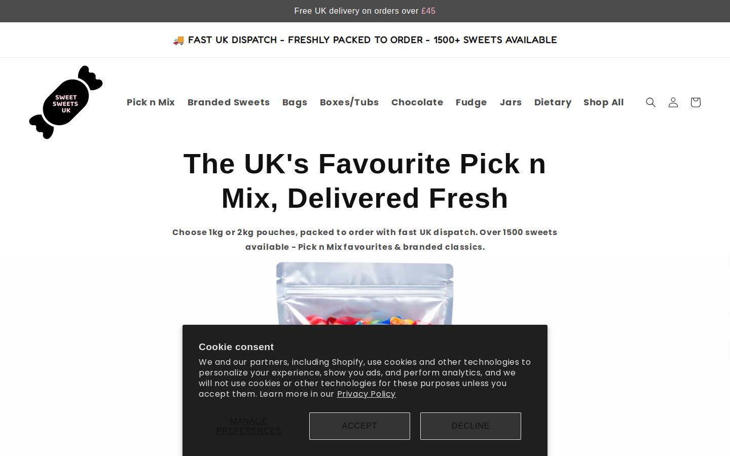 Sweetsweetsuk homepage screenshot
