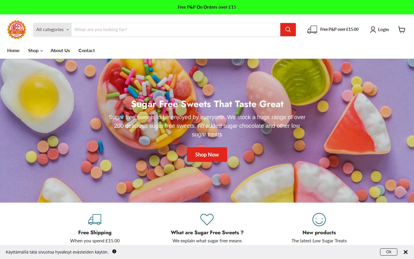 Sweetswithout homepage screenshot