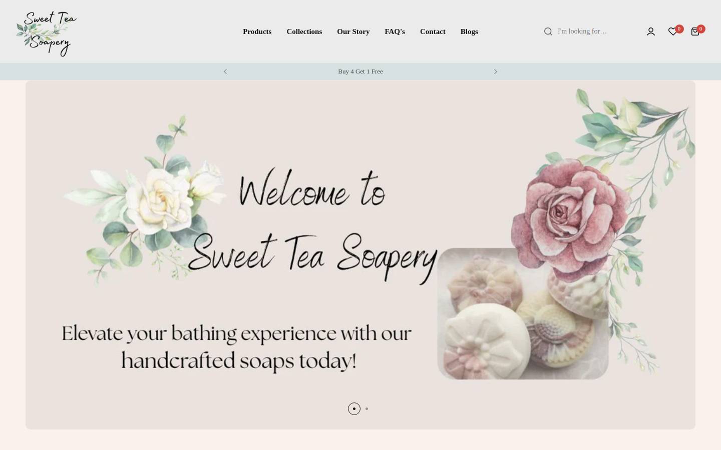 sweetteasoapery.com homepage screenshot