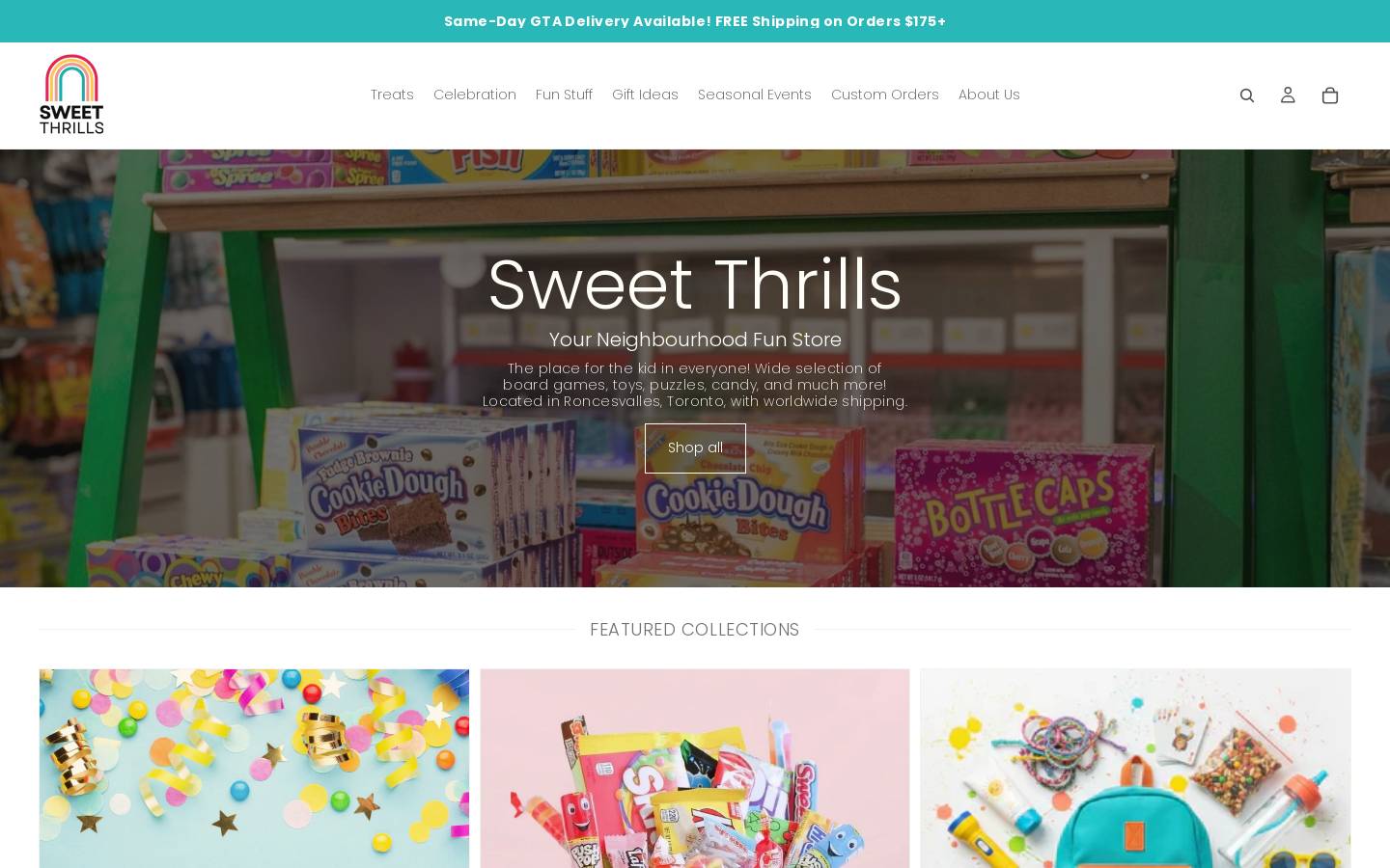sweetthrills.ca homepage screenshot
