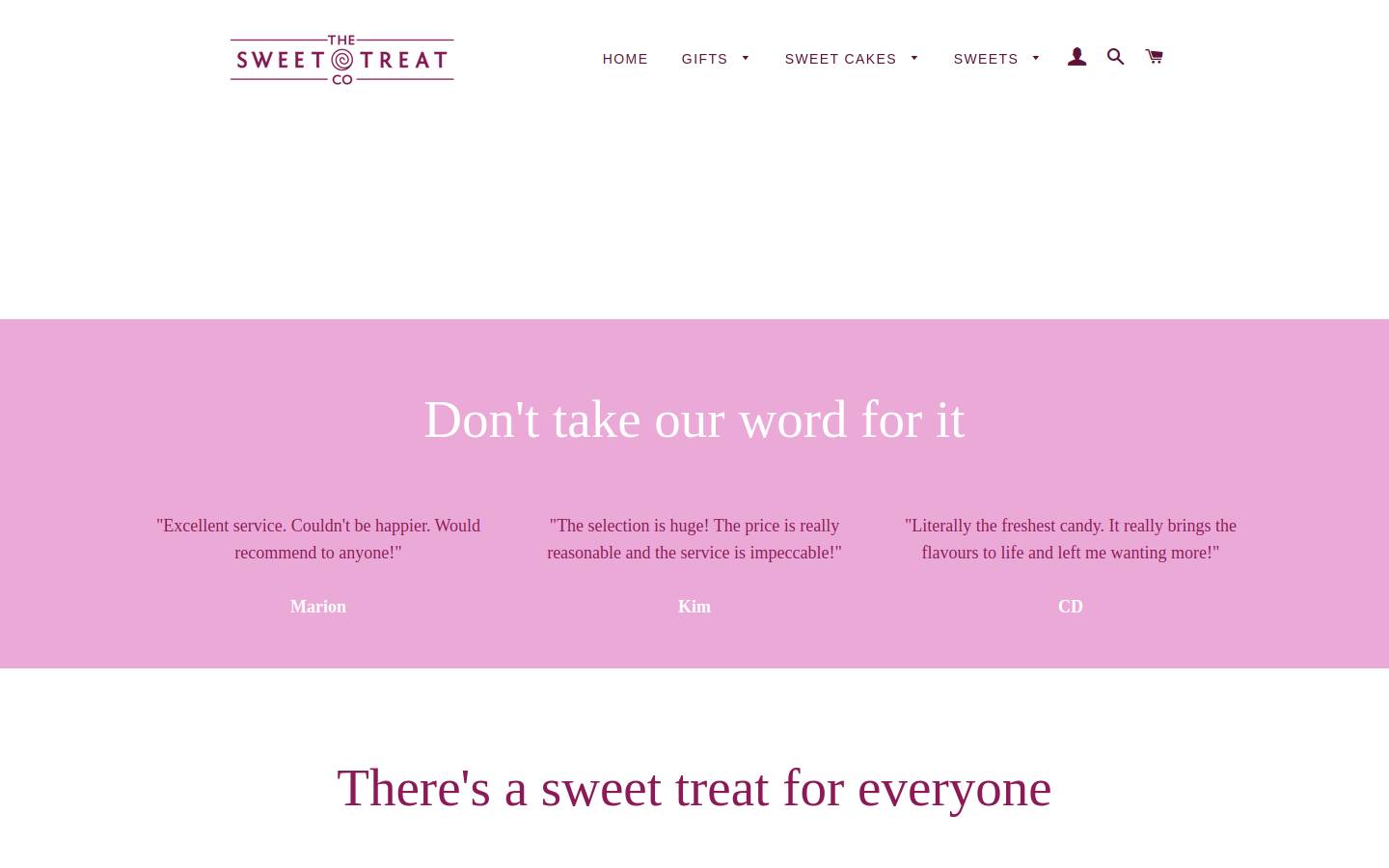 Sweettreatco homepage screenshot