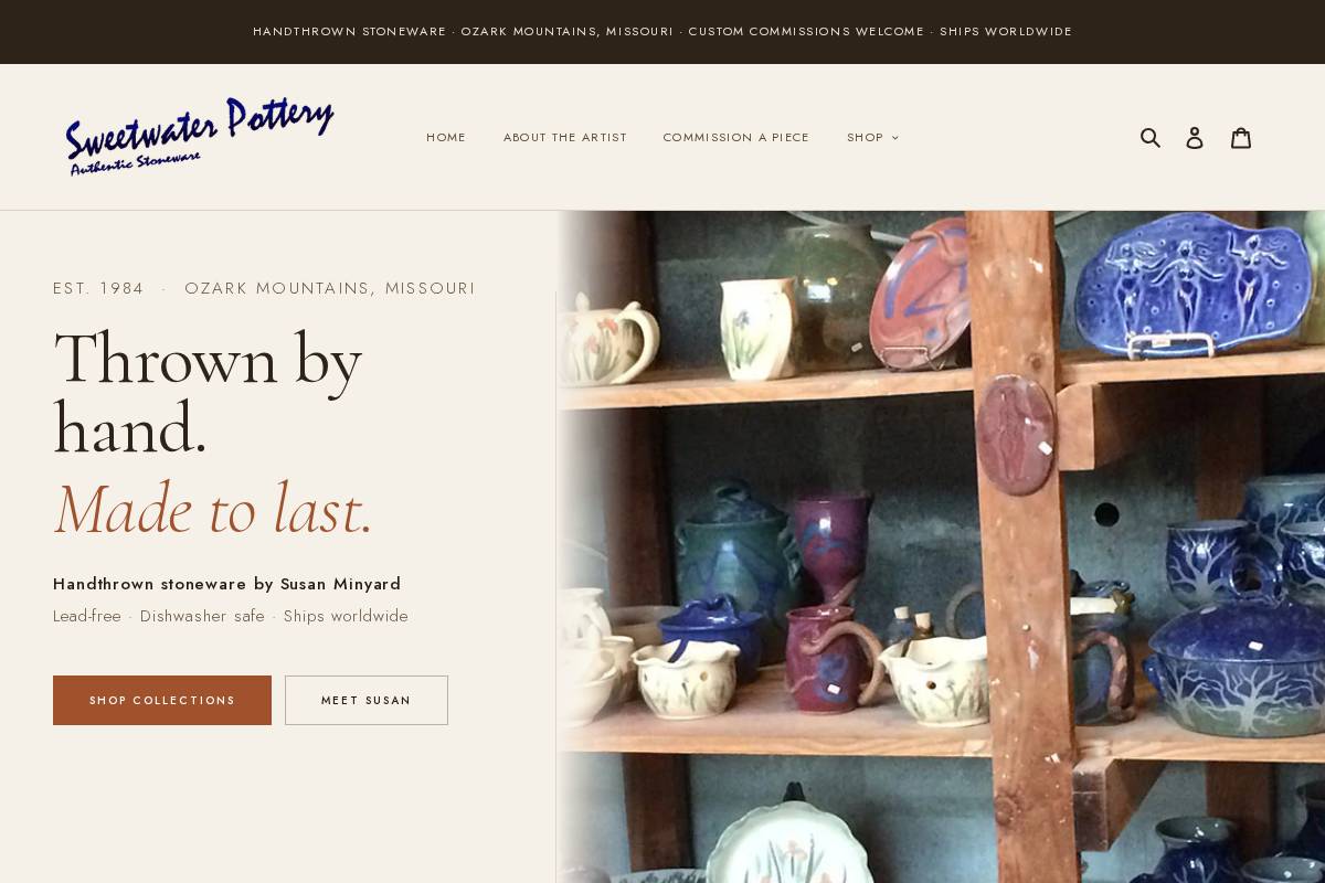 sweetwater-pottery.com homepage screenshot