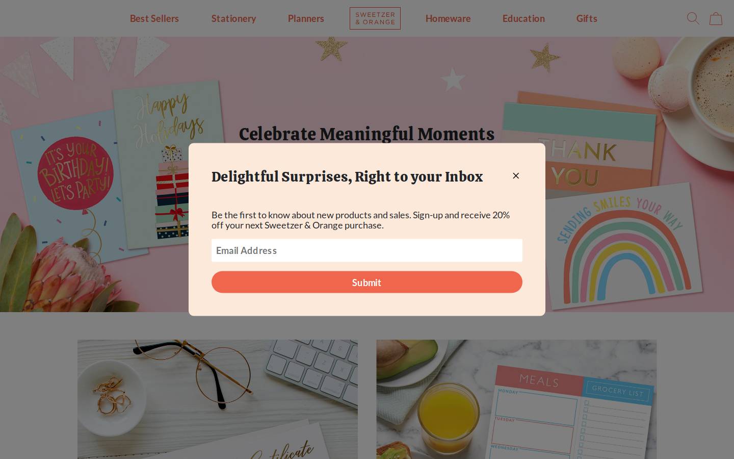 sweetzerandorange.com homepage screenshot