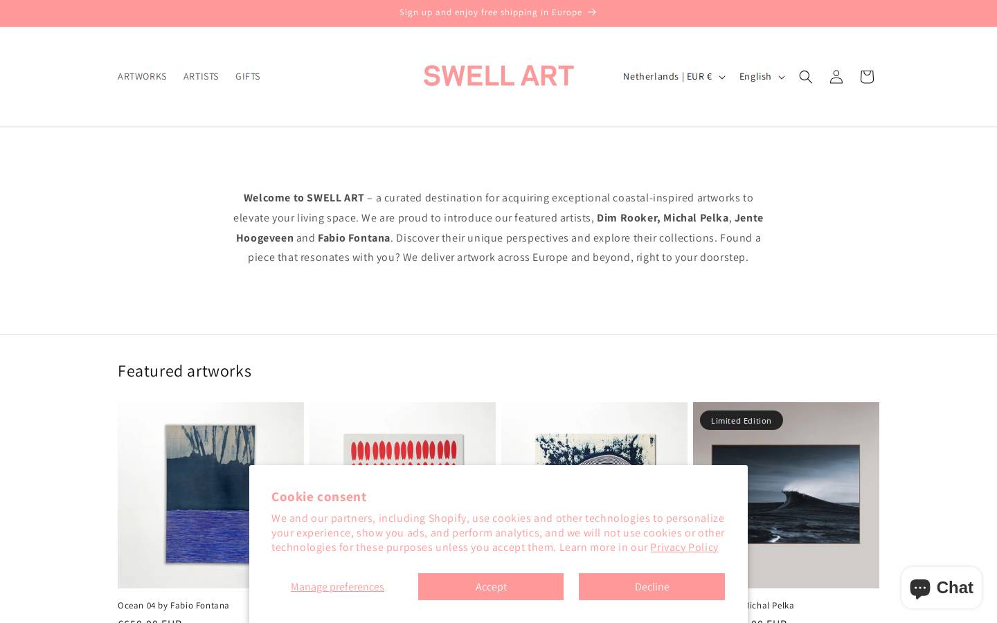 swell-art.com homepage screenshot