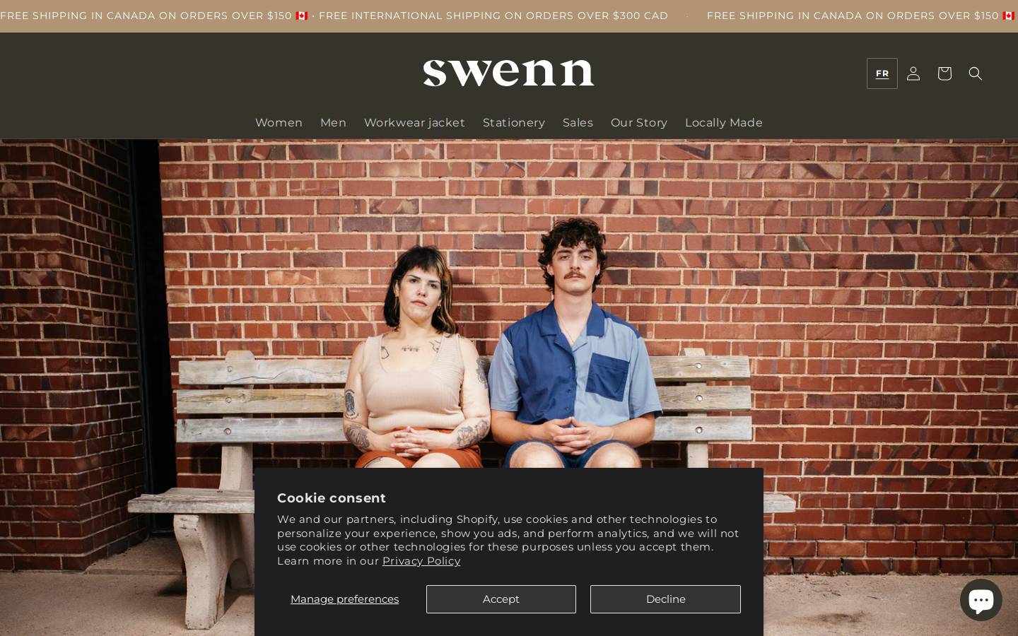 swenn.clothing homepage screenshot