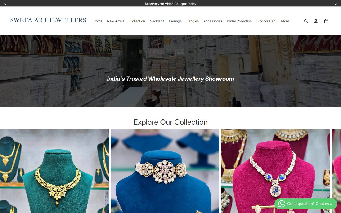 swetaartjewellers.com homepage screenshot