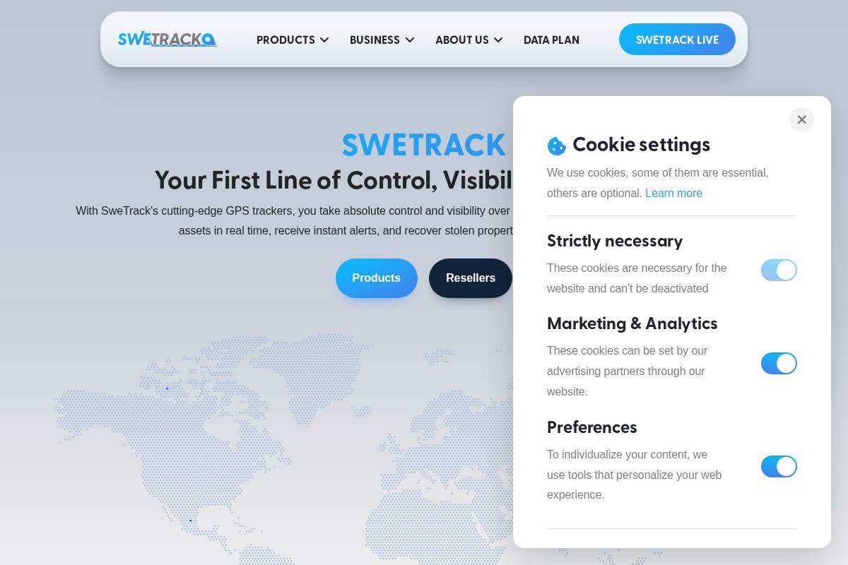 swetrack.com homepage screenshot