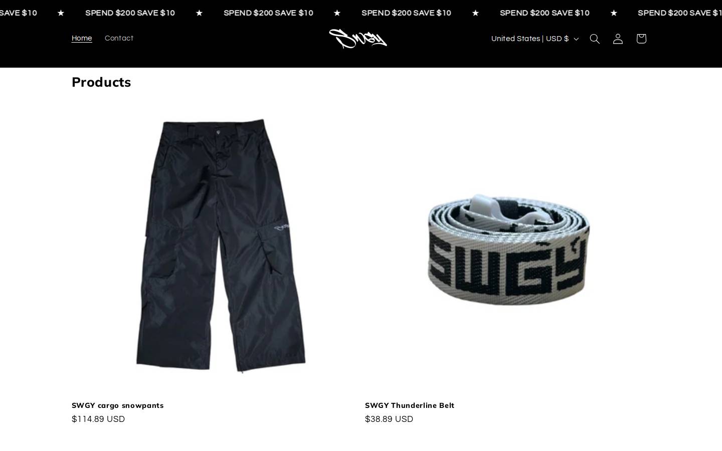 swgymerch.com homepage screenshot
