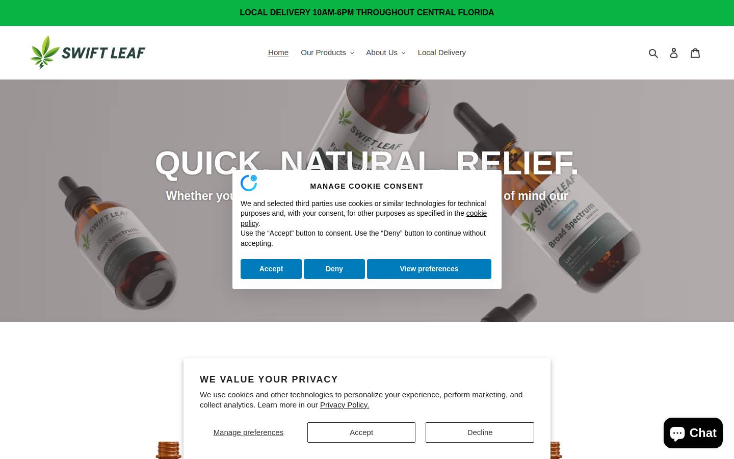 swiftleafcbd.com homepage screenshot