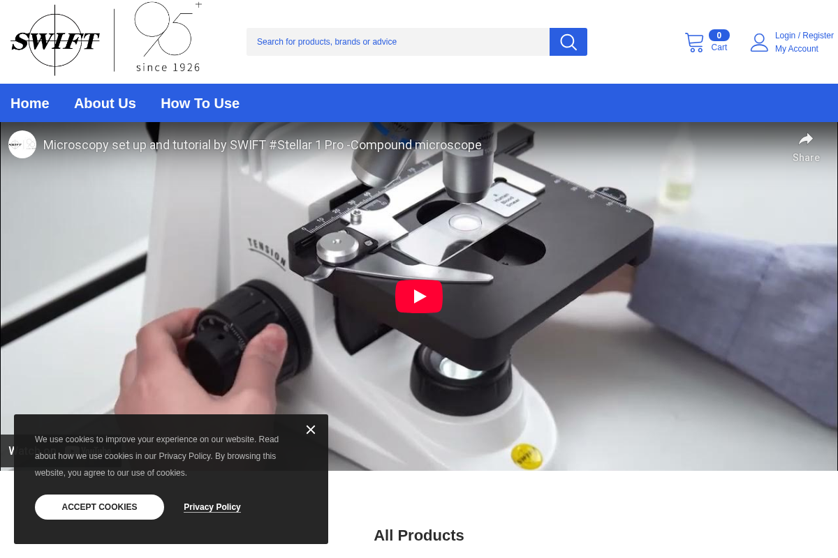 SWIFT MICROSCOPES homepage screenshot