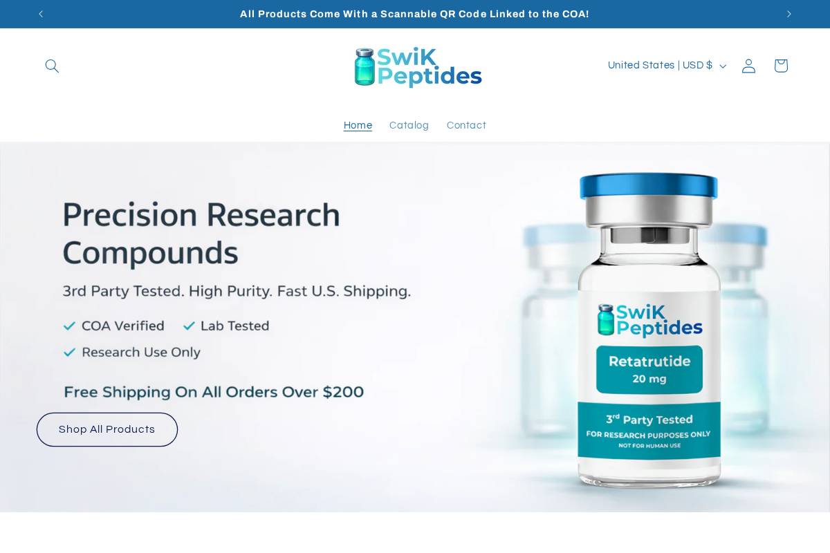 swikpeptides.com homepage screenshot
