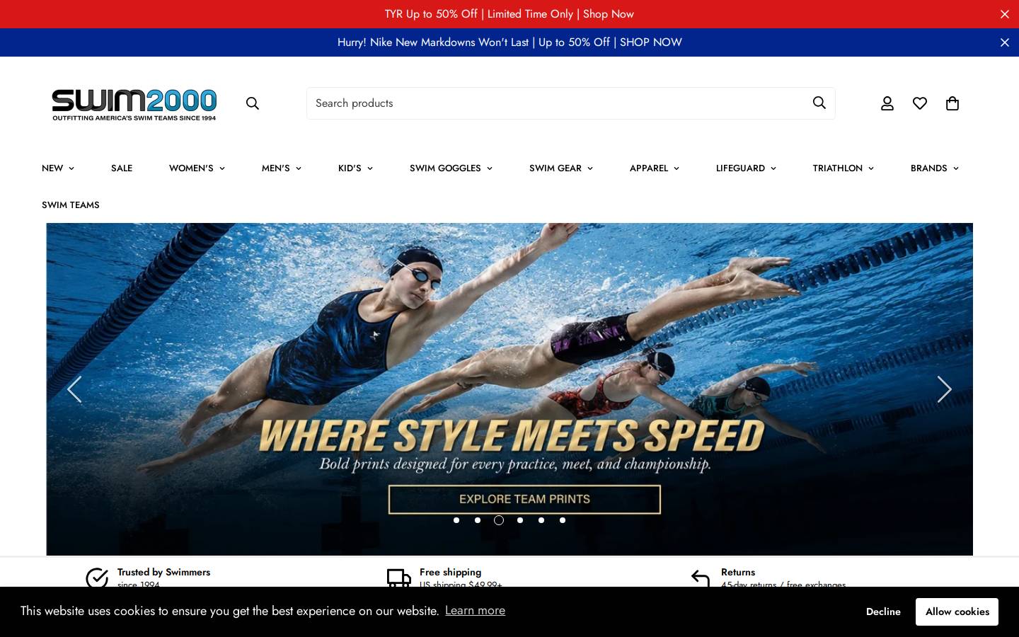 Swim2000 homepage screenshot