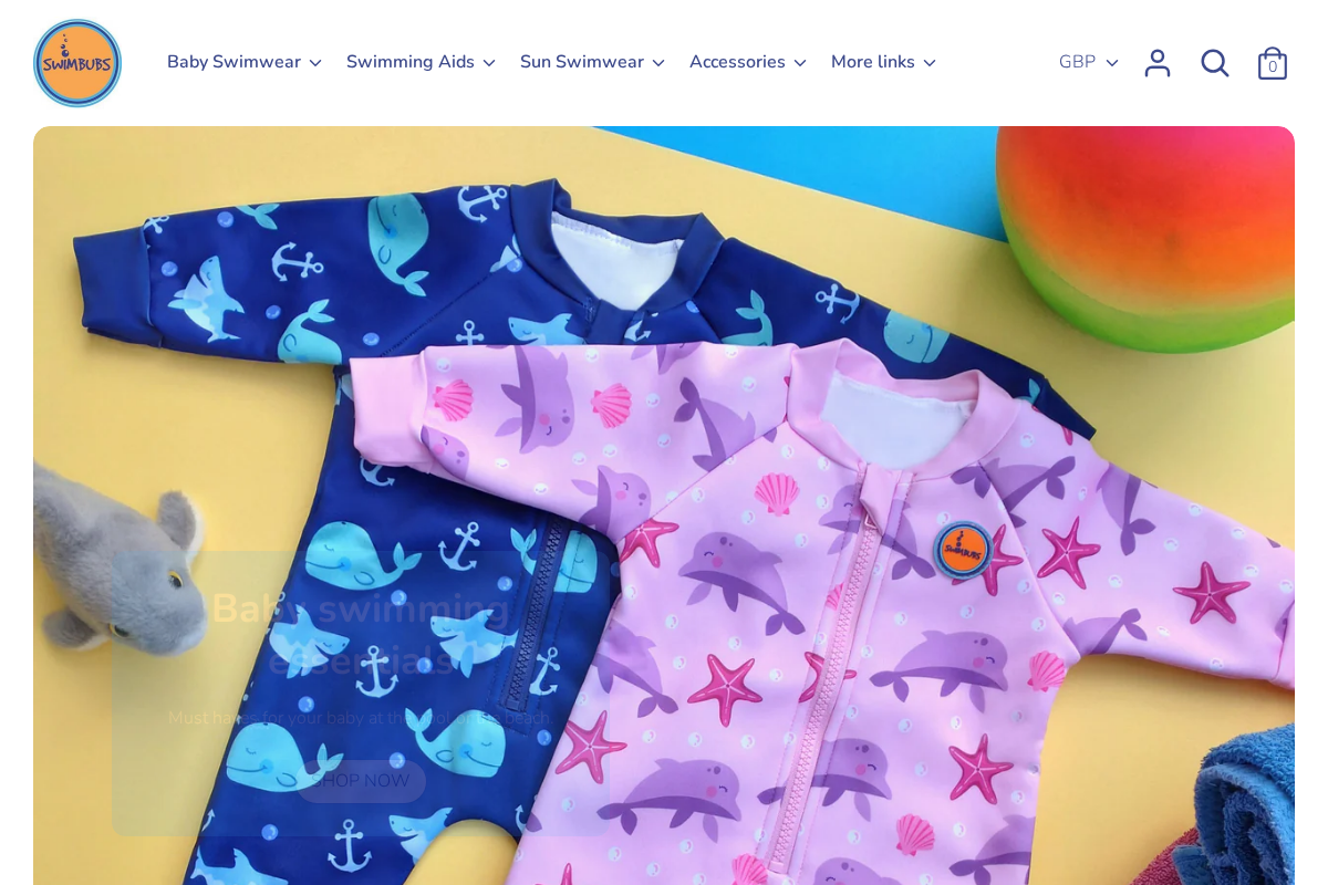 Swimbubs homepage screenshot