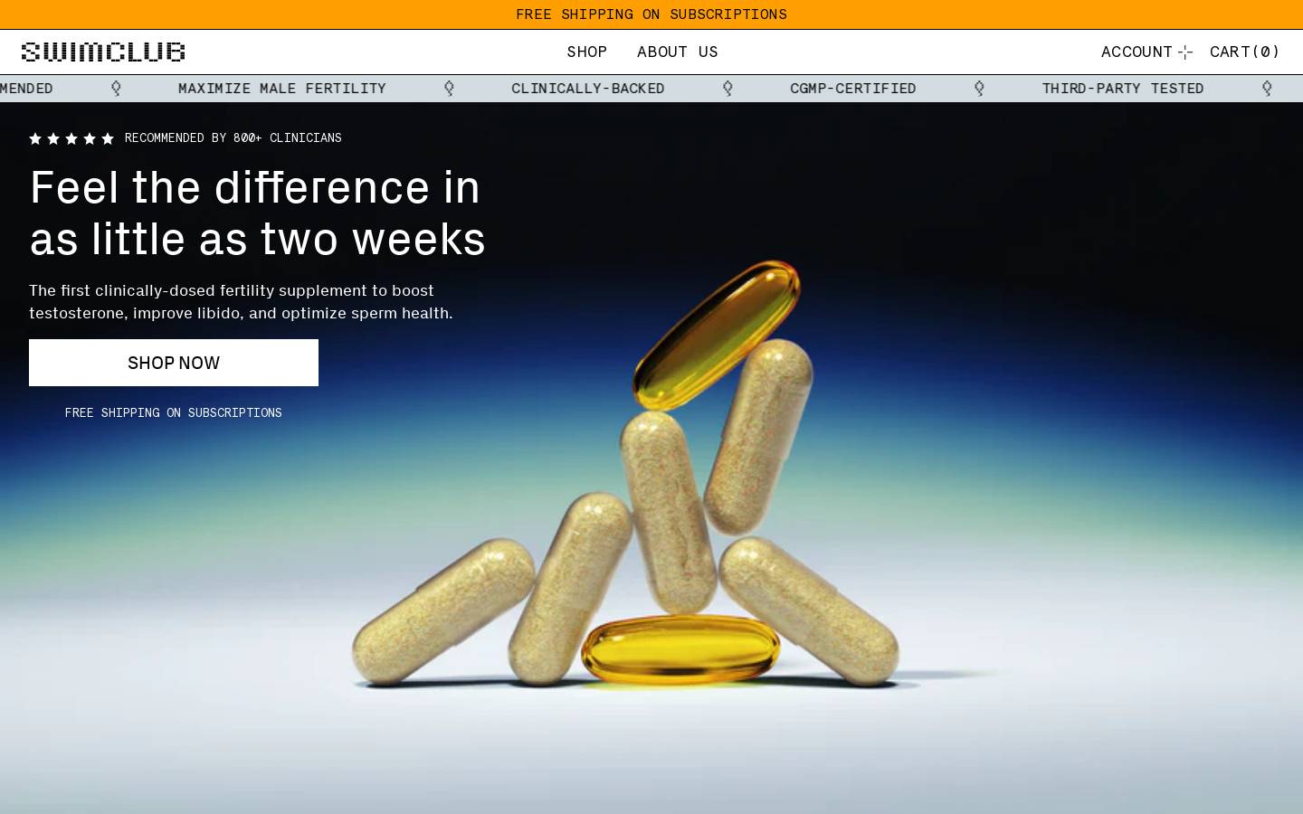 Swimclub homepage screenshot