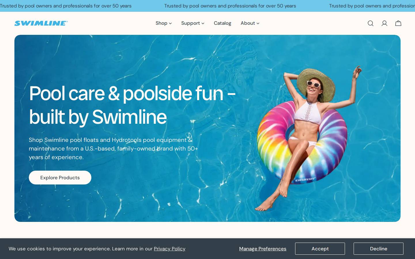 swimline.com homepage screenshot