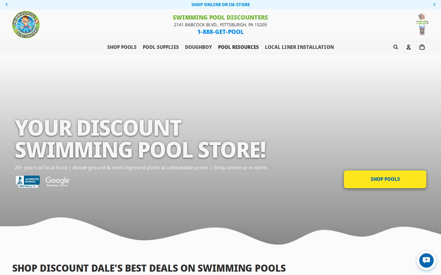 swimmingpool-discounters.com homepage screenshot