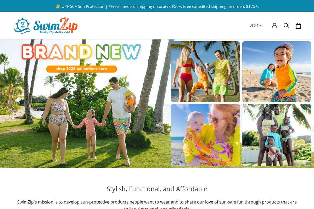 swimzip.com homepage screenshot