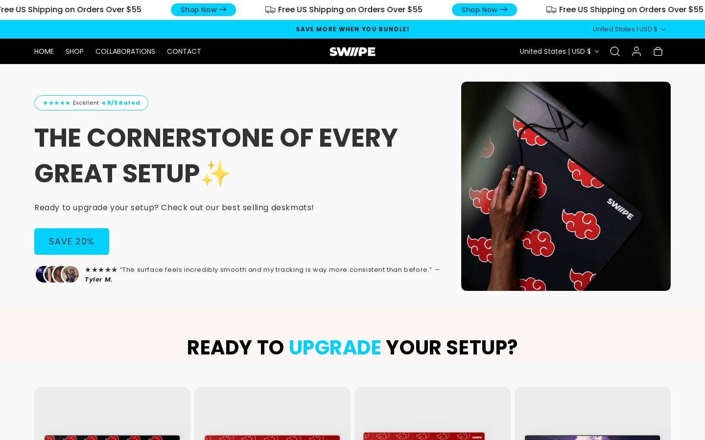 swipemousepads.com homepage screenshot