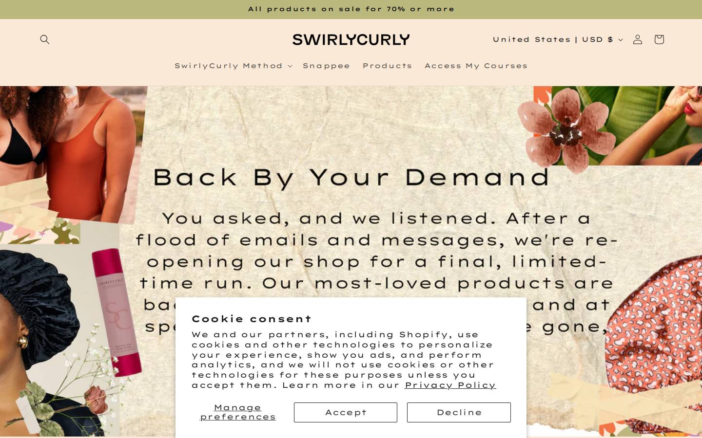 SwirlyCurly  homepage screenshot