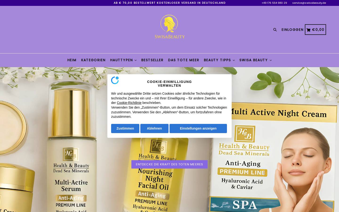 Swisabeauty homepage screenshot