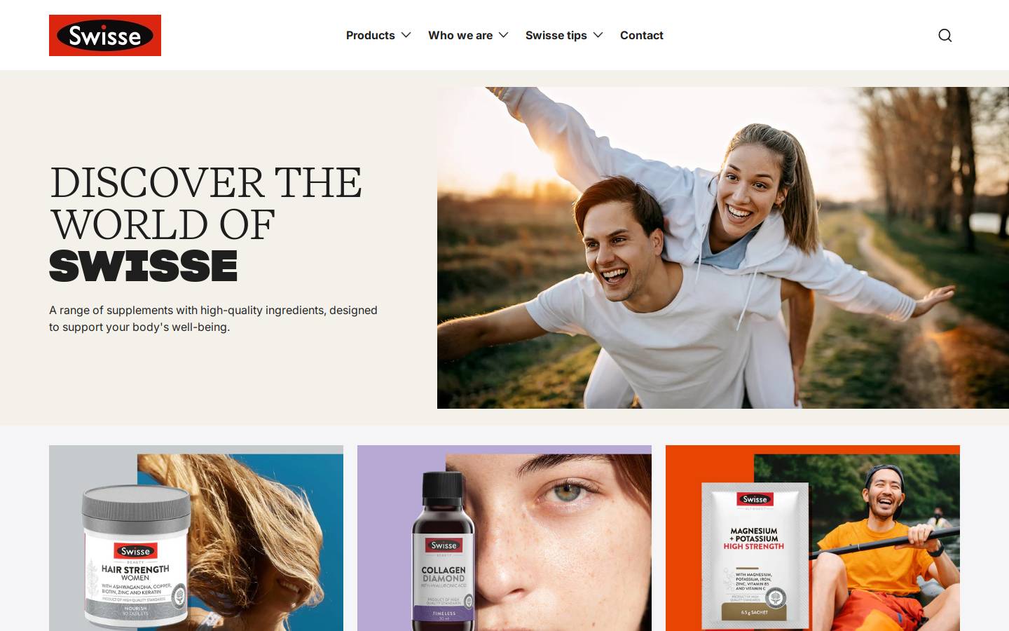 Swisse homepage screenshot