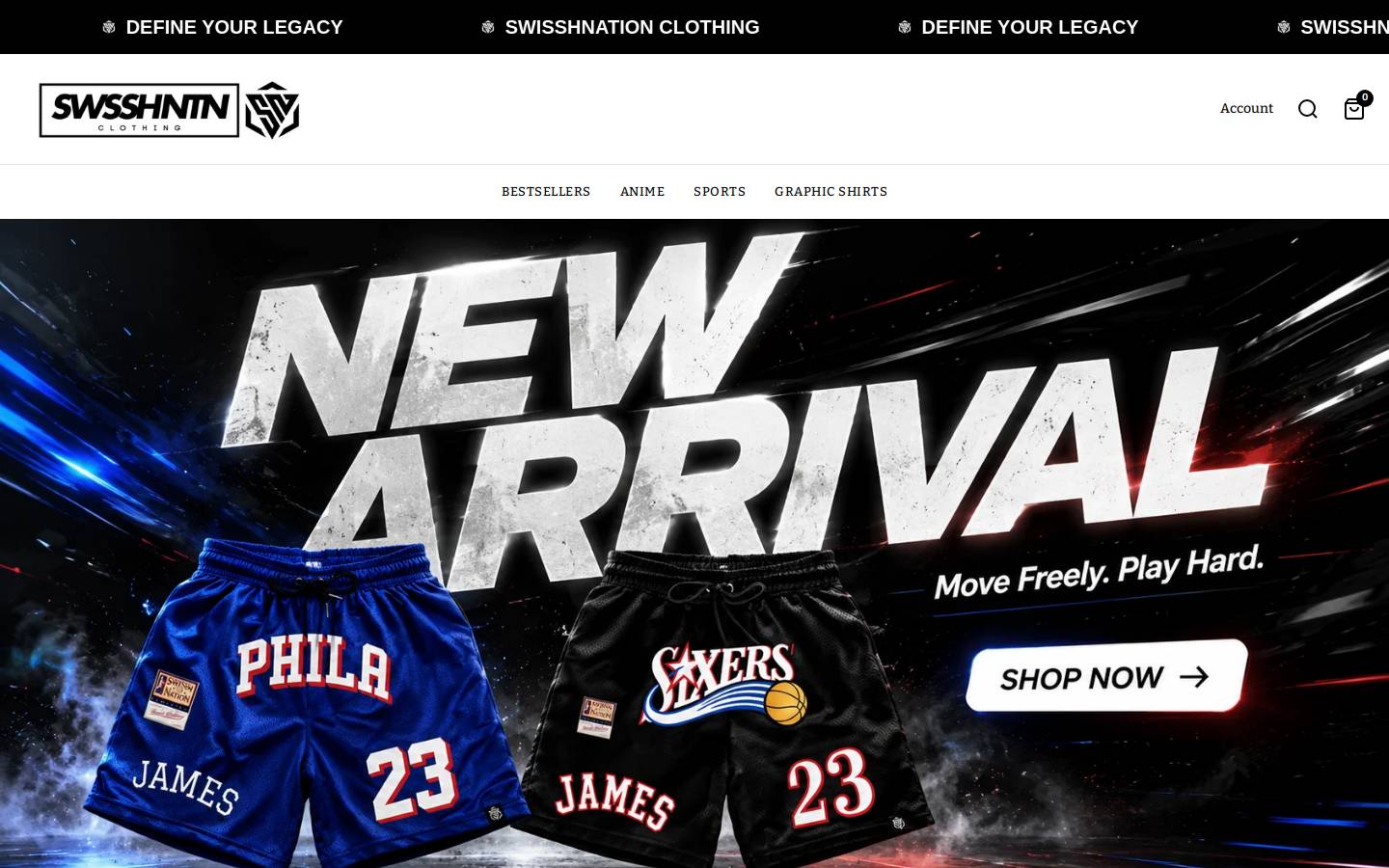 swisshnationclothing.com homepage screenshot