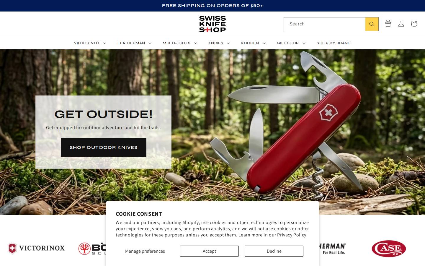 Swiss Knife Shop homepage screenshot