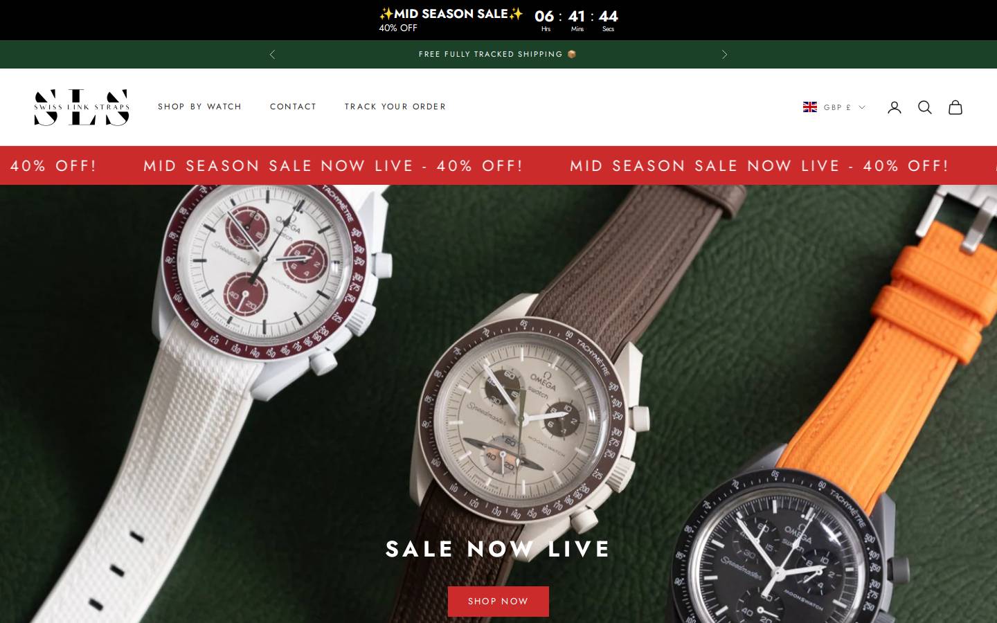 Swisslinkstraps homepage screenshot