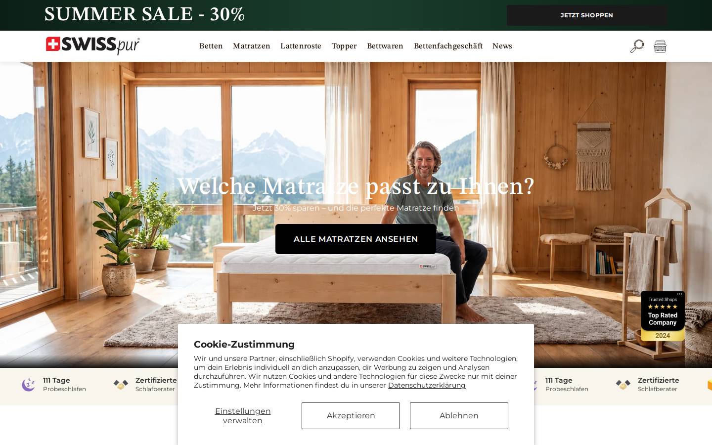 SWISSpur Schlafkomfort  homepage screenshot