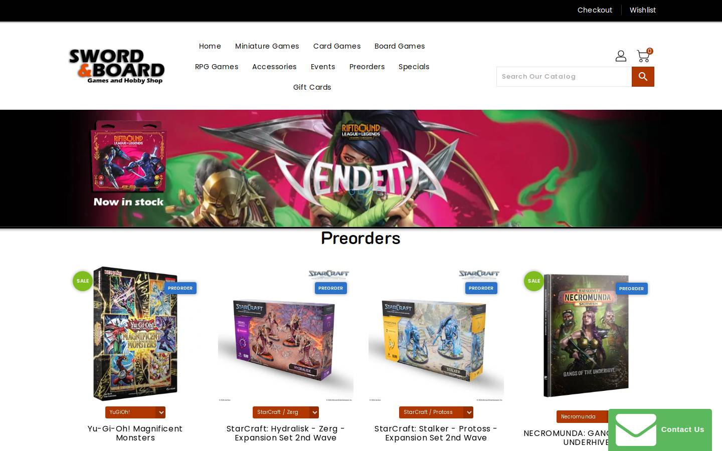 swordandboard.co.za homepage screenshot