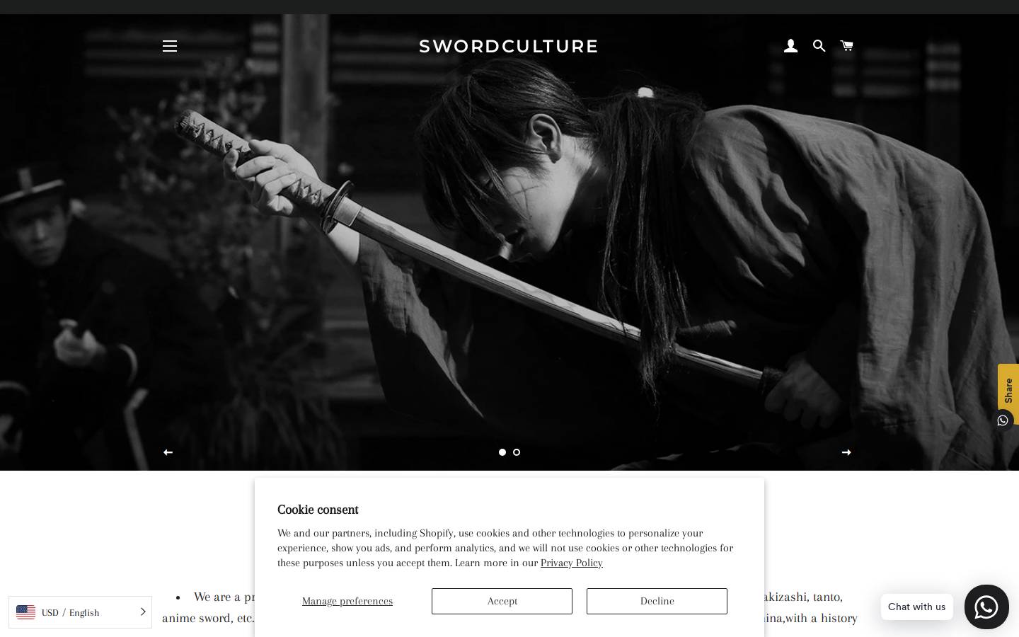 swordculture.com homepage screenshot