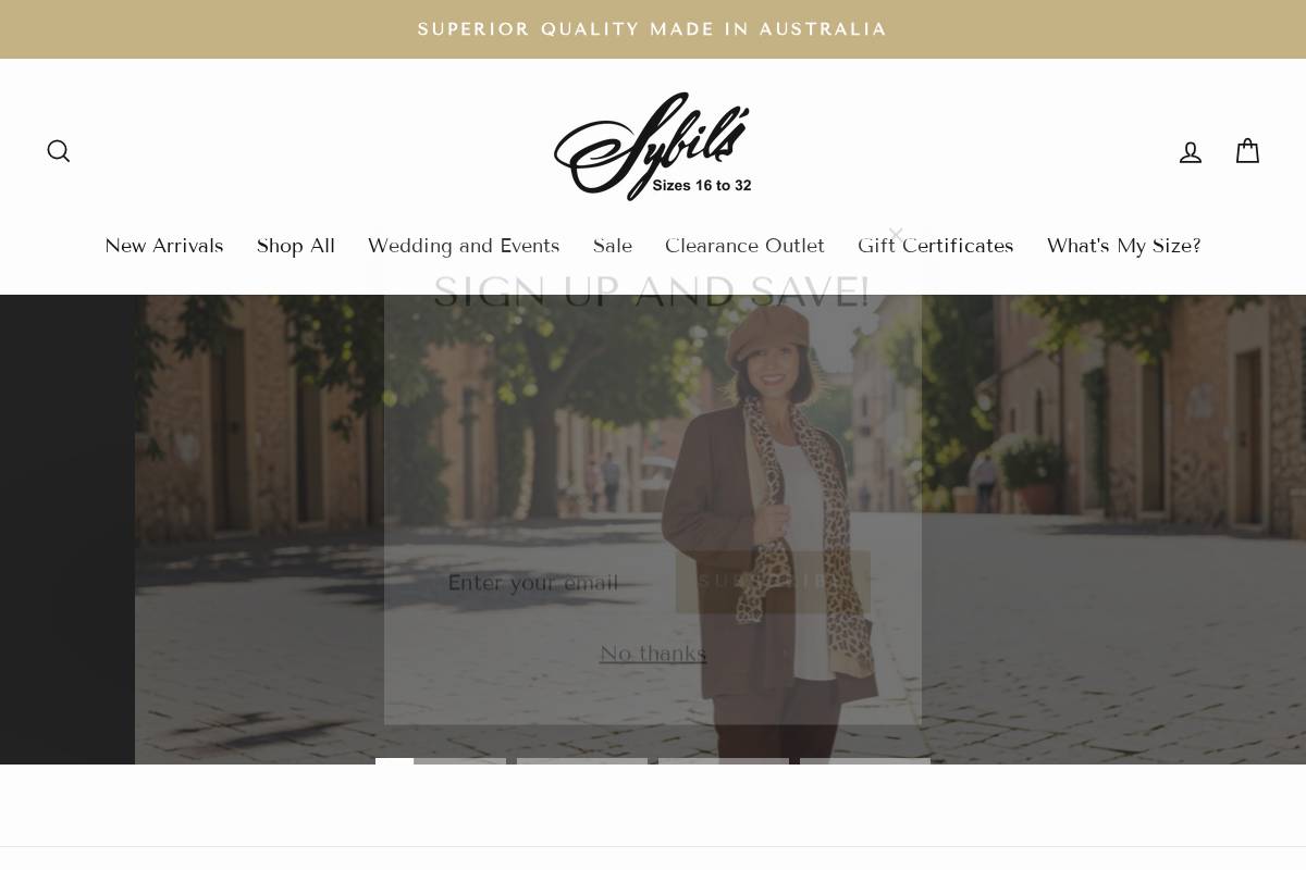 sybils.com.au homepage screenshot