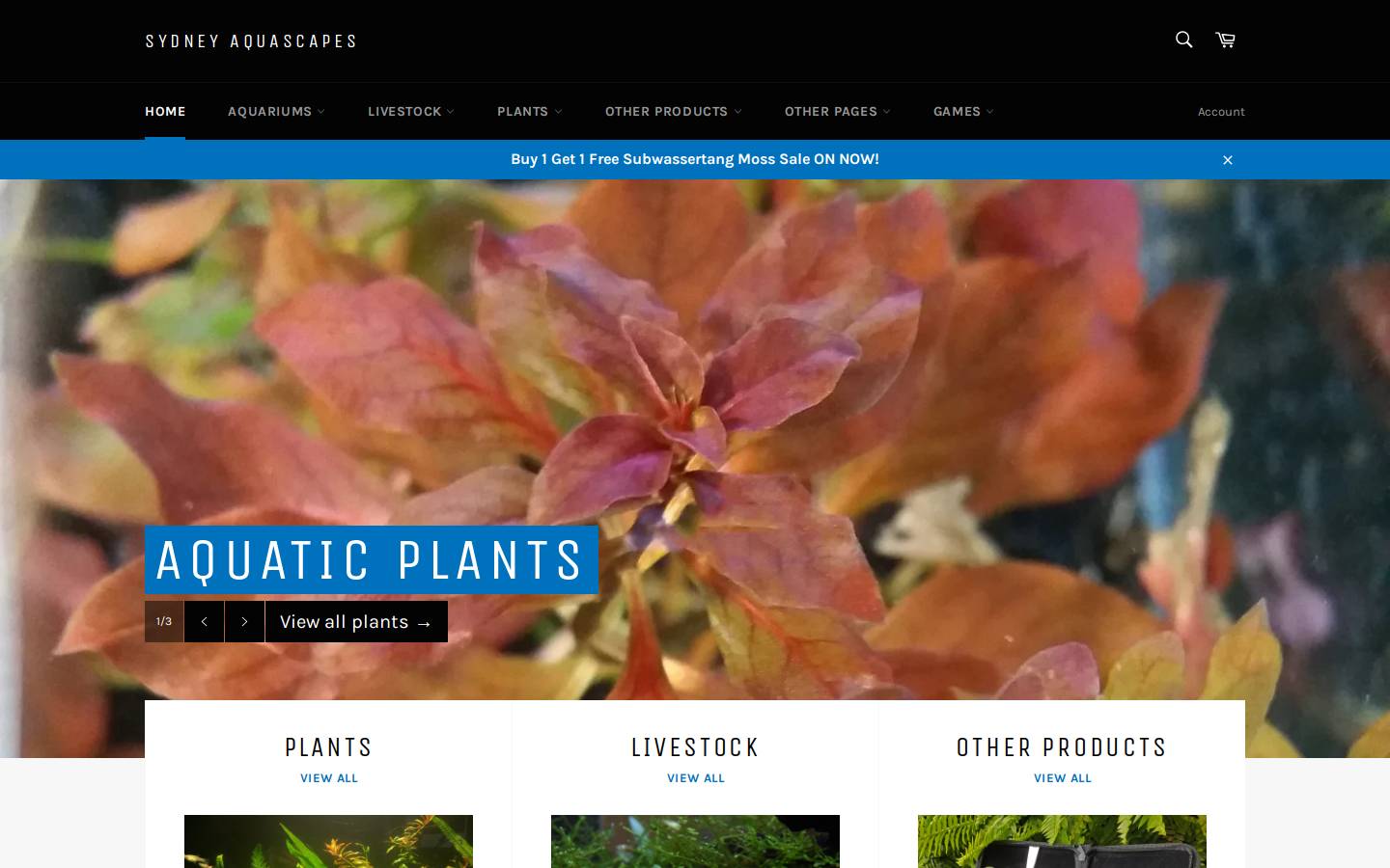 sydney-aquascapes.com.au homepage screenshot