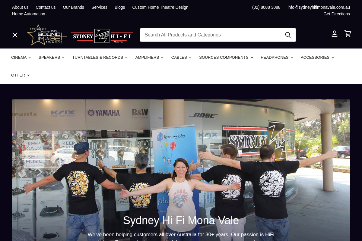 Sydney Hi-Fi Mona Vale homepage screenshot