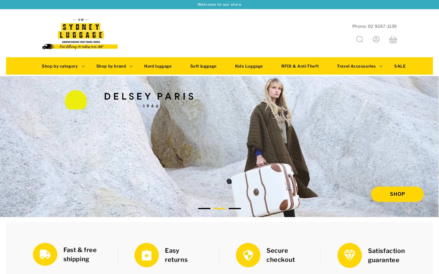 sydneyluggage.com.au homepage screenshot