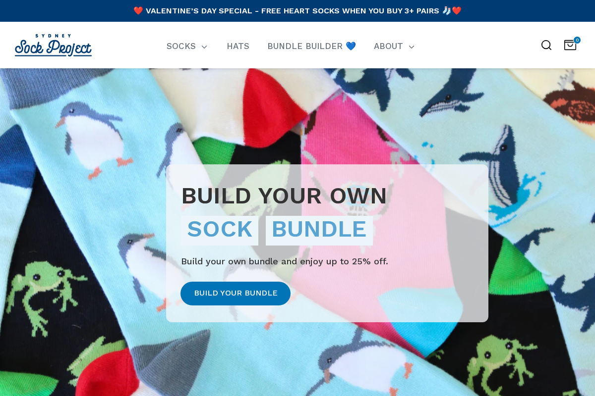 Sydney Sock Project homepage screenshot