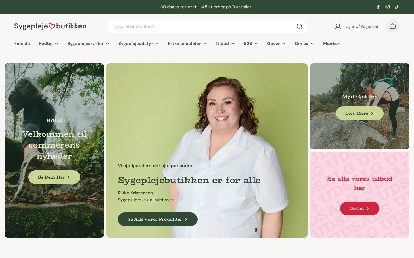 Sygeplejebutikken.dk homepage screenshot