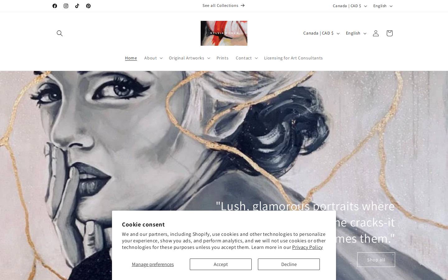 sylviacohen.com homepage screenshot