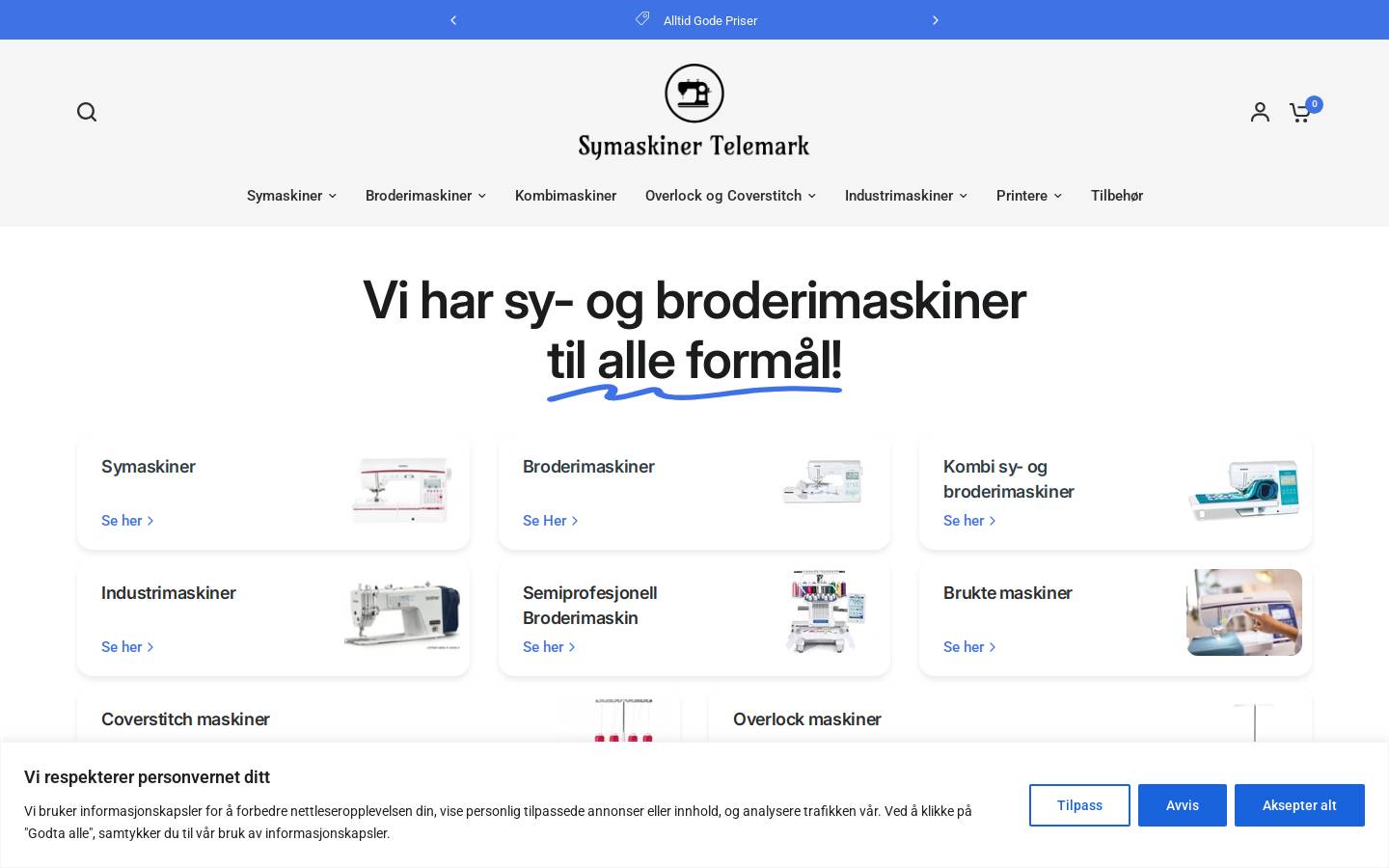 symaskiner-telemark.no homepage screenshot
