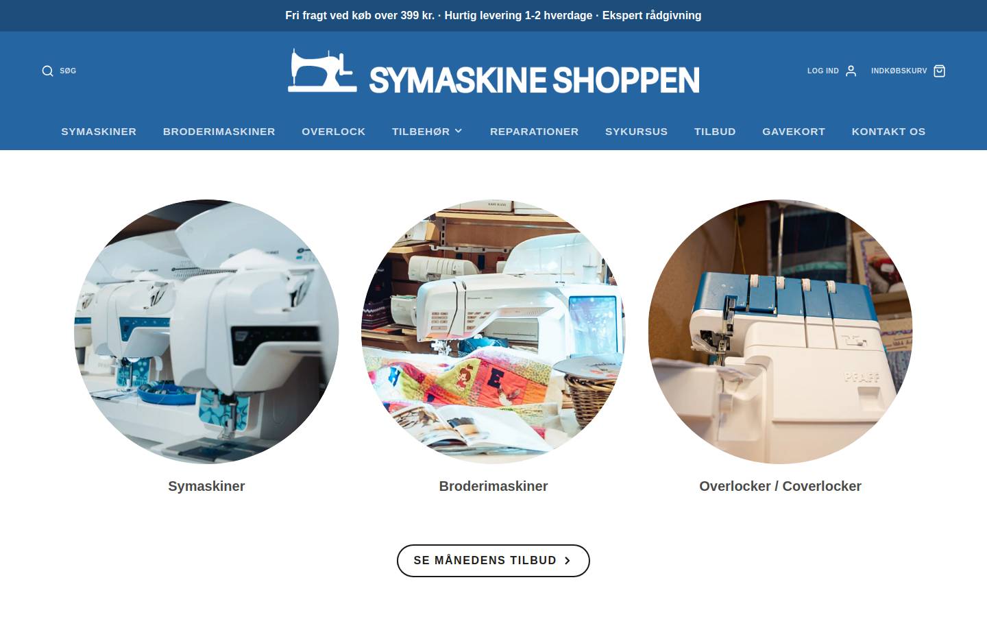 Symaskine Shoppen homepage screenshot