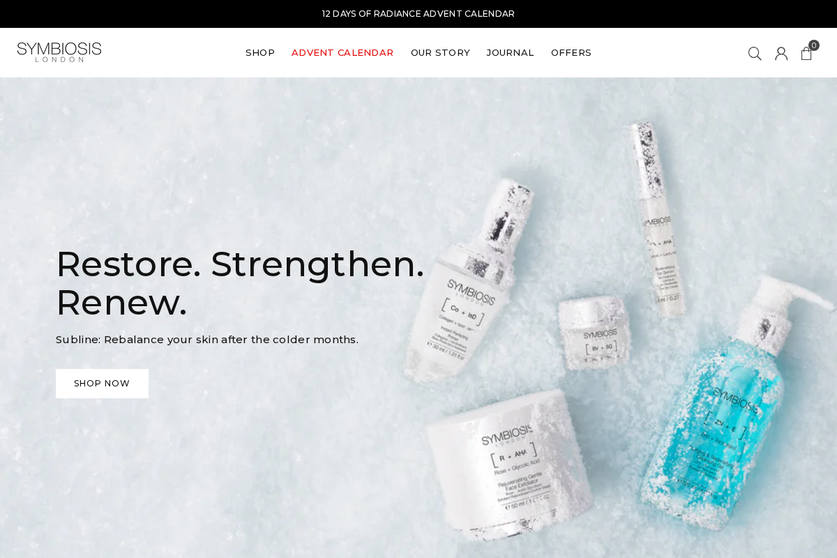 symbiosis-skincare.com homepage screenshot