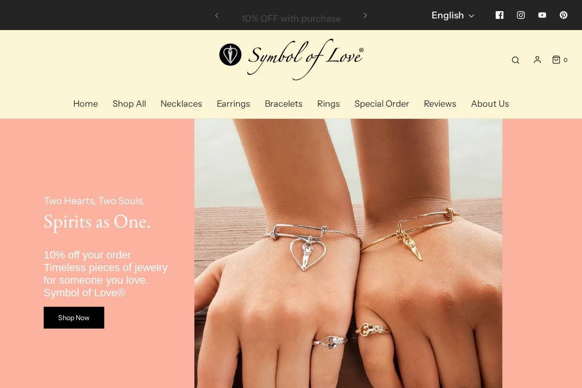 symboloflovejewelry.com homepage screenshot