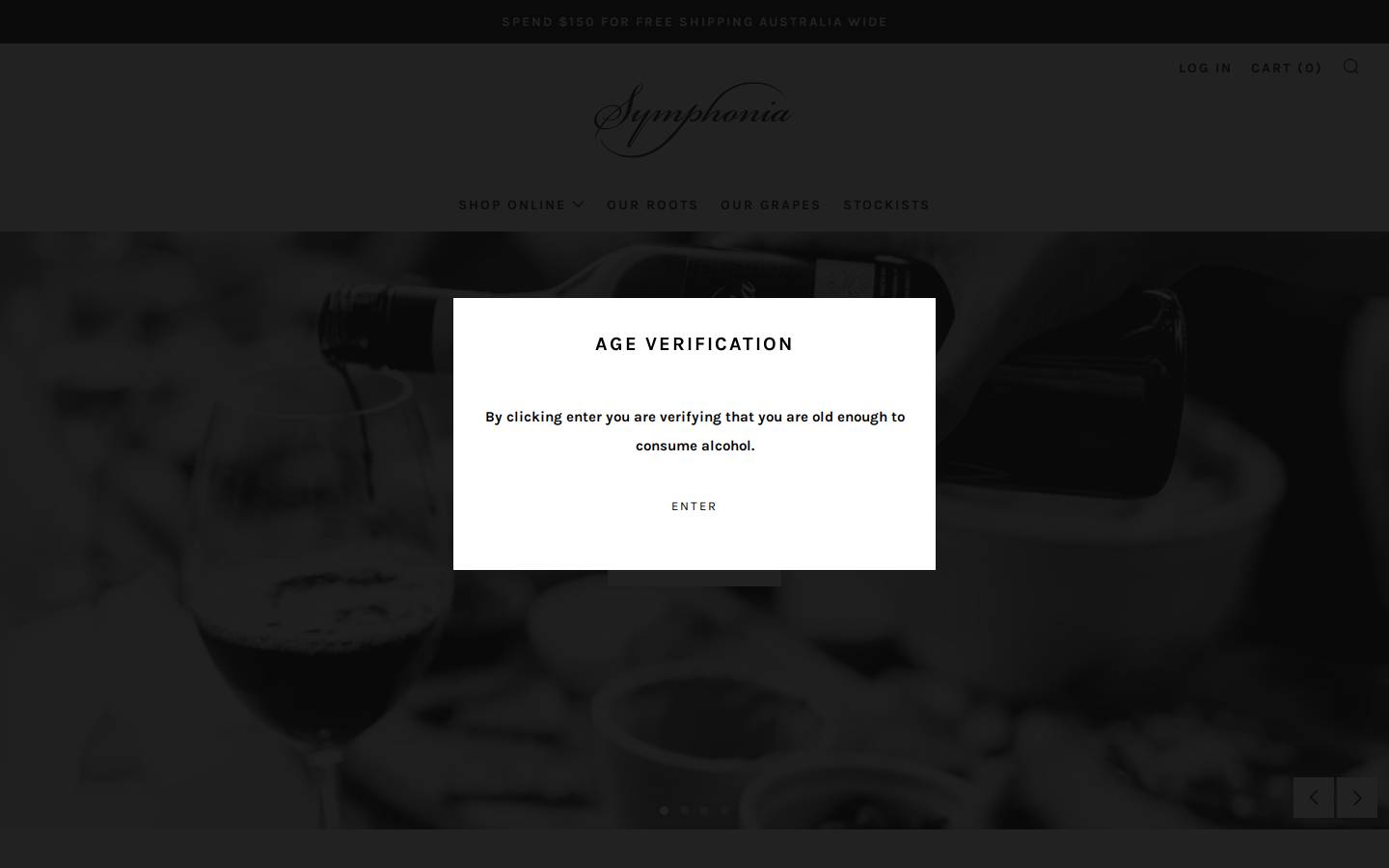 symphoniafinewines.com.au homepage screenshot
