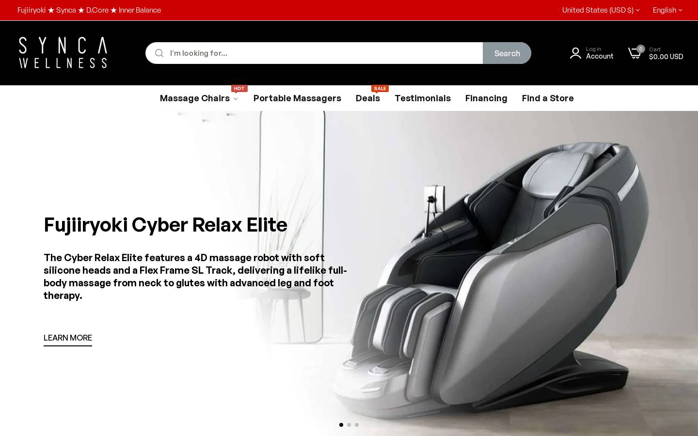 syncamassagechair.com homepage screenshot