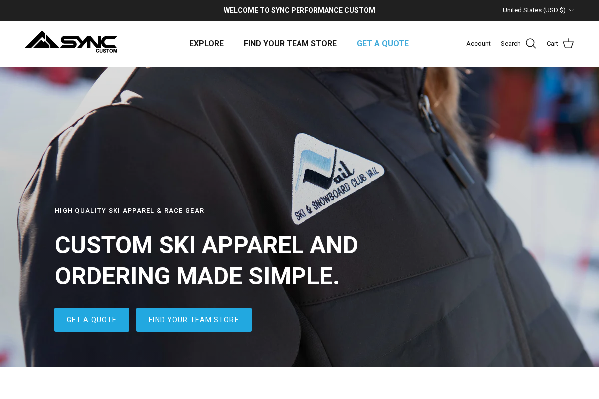 Custom SYNC Performance homepage screenshot