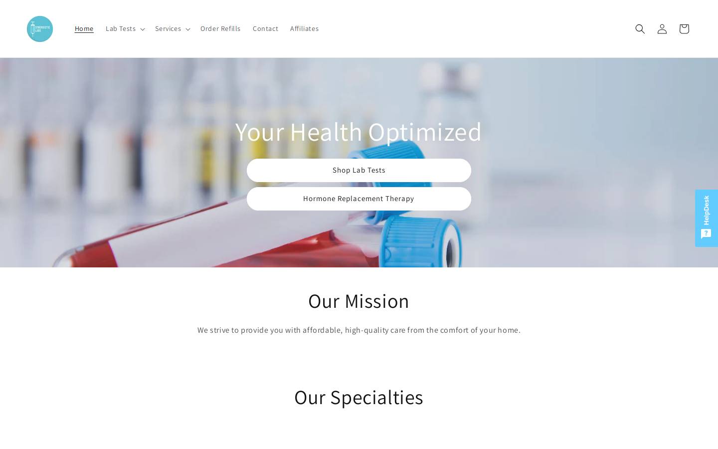 Synergistic Labs homepage screenshot